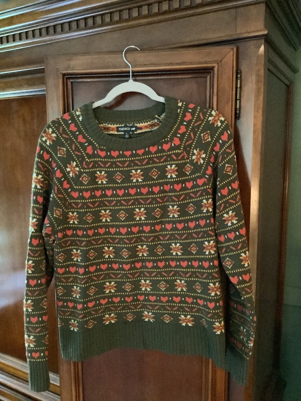 Toad&Co print crew neck sweater size L